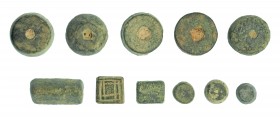 HISPANIA ANTIGUA Y ROMA. Íberos y Roma. II a.C. - III d.C. Bronce. Lote de 11 pondus (ponderales). Longitud: 10-25 mm.