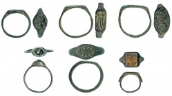 ROMA y BIZANCIO. IV-IX d.C. Lote de 6 anillos. Plata y bronce. Diámetro interior: 11-19 mm.
