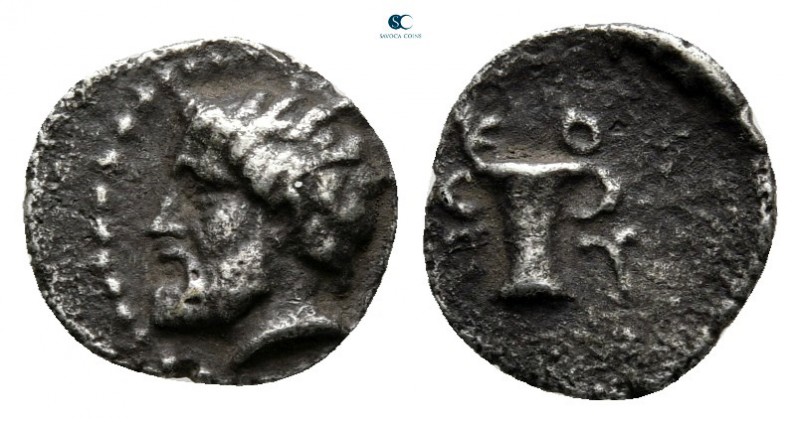 Kings of Thrace. Kotys I 382-359 BC. 
Diobol AR

10 mm, 0,64 g

Bearded hea...