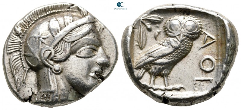 Attica. Athens 454-404 BC. 
Tetradrachm AR

25 mm, 17,20 g

Head of Athena ...