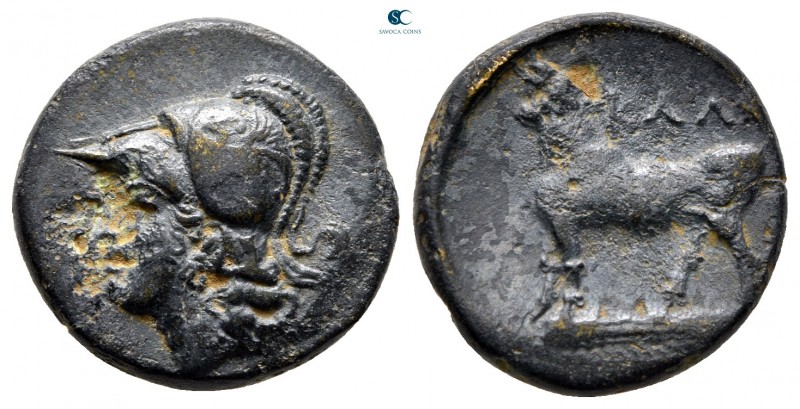 Bithynia. Kalchedon circa 323-281 BC. 
Bronze Æ

17 mm, 5,22 g

Helmeted he...