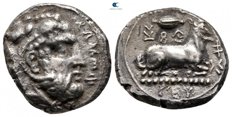 Cyprus. Salamis. Evagoras I 411-374 BC. 
Stater AR

23 mm, 10,47 g

Bearded...