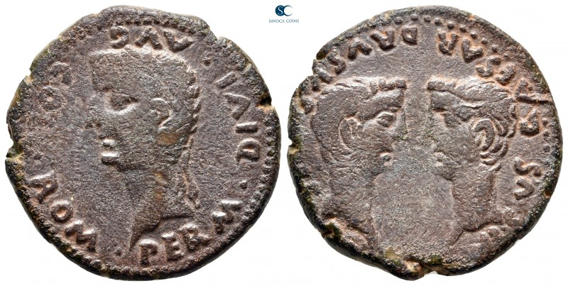 Hispania. Colonia Romula. Tiberius with Germanicus and Drusus, as Caesares AD 14...