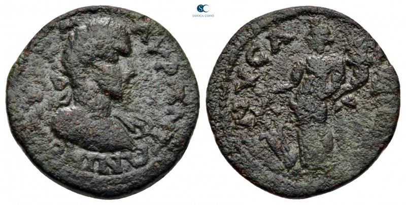 Lydia. Nysa. Elagabalus AD 218-222. 
Bronze Æ

20 mm, 6,54 g

ΑVΤ Κ Μ ΑVΡ Α...