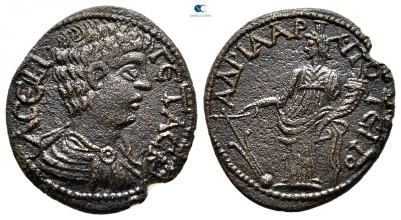Phrygia. Hadrianopolis - Sebaste. Geta as Caesar AD 198-209. Poteitos, archon
B...