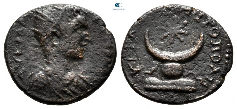 Mesopotamia. Carrhae. Elagabalus AD 218-222. 
Bronze Æ

18 mm, 3,30 g

AV K...