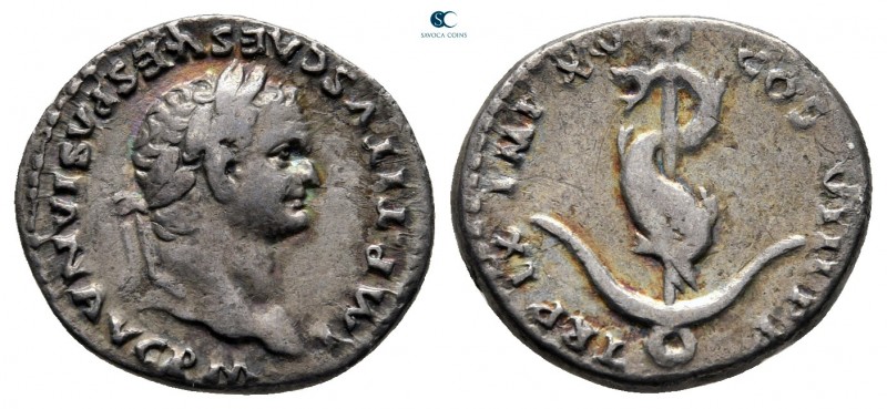 Titus AD 79-81. Rome
Denarius AR

17 mm, 3,10 g

IMP TITVS CAES VESPASIAN A...