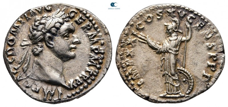Domitian AD 81-96. Struck AD 90. Rome
Denarius AR

18 mm, 3,44 g

IMP CAES ...
