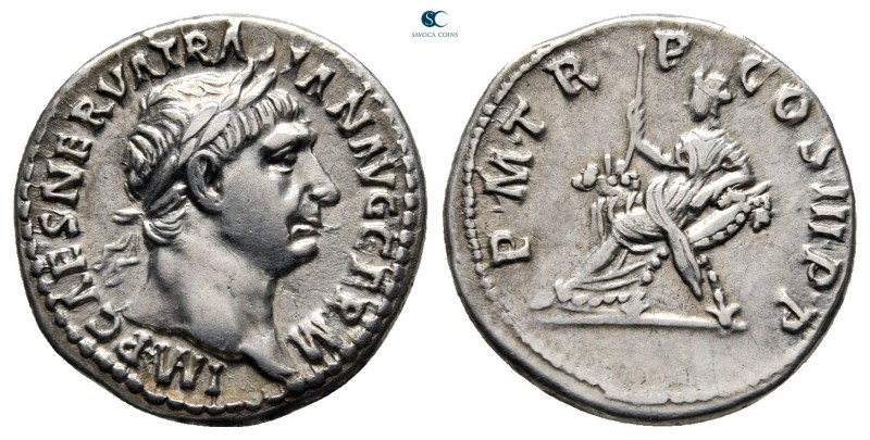 Trajan AD 98-117. Rome
Denarius AR

19 mm, 3,26 g

IMP CAES NERVA TRAIAN AV...