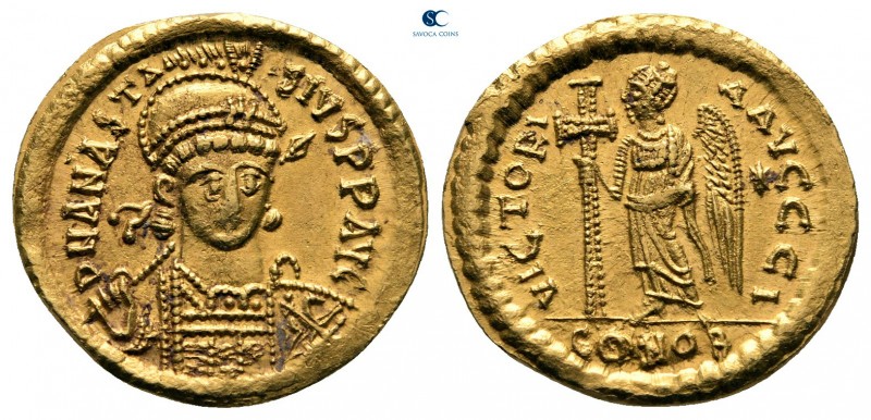 Anastasius I AD 491-518. Constantinople. 10th officina
Solidus AV

20 mm, 4,4...