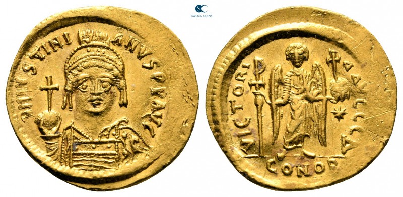 Justinian I AD 527-565. Constantinople
Solidus AV

21 mm, 4,47 g

D N IVSTI...