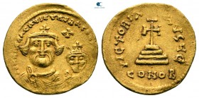 Heraclius with Heraclius Constantine AD 610-641. Struck circa AD 616-625. Constantinople. 5th officina. Solidus AV