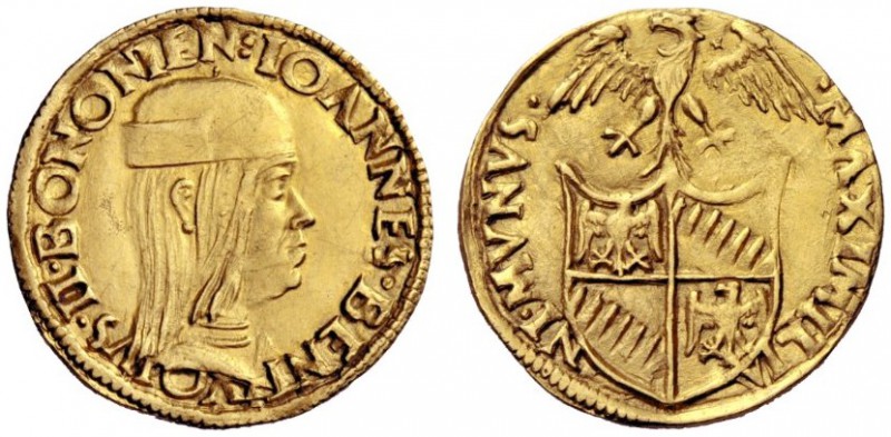  Bologna   Giovanni II Bentivoglio, 1494-1509. Ducato, AV 3,46 g. IOANNES BENTIV...