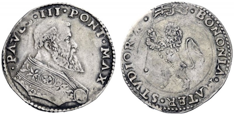  Bologna   Paolo III (Alessandro Farnese), 1534-1549. Bianco, AR 5,48 g. PAVLVS ...