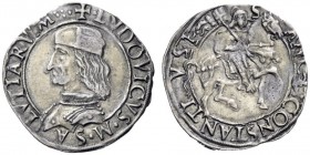  Carmagnola   Ludovico II di Saluzzo, 1475-1504. Cavallotto, AR 3,91 g. LVDOVICVS M SA – LVTIARVM Busto corazzato a s., con berretto. Rv. S ANCT CONST...