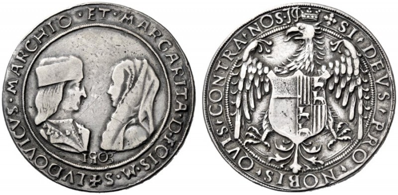  Carmagnola   Ludovico II di Saluzzo, 1475-1504 con Margherita di Foix. Tallero ...