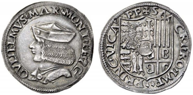  Casale   Guglielmo II Paleologo, 1494-1518. Testone, AR 9,50 g. GVLIELMVS MAR M...