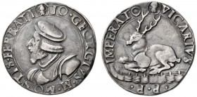  Casale   Gian Giorgio Paleologo, 1530-33. Testone, AR 9,06 g. IO GEORGIVS M MONTIS FERRATI Busto corazzato a s., con berreto. Rv. VICARIVS – P P – IM...