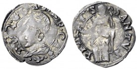  Castiglione delle Stiviere   Rodolfo Gonzaga, 1586-1593. Sesino, Mist. 0,65 g. ROD GON MAR CAS Testa barbuta a s. Rv. SANTVS PETRVS S. Pietro con pas...
