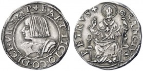  Desana   Giovanni Bartolomeo Tizzone, 1525-1533. Testone, AR 9,15 g. BART TICIO CO DECI VIC IMP Busto corazzato a s. Rv. SANCTVS – PETRVS S. Pietro m...