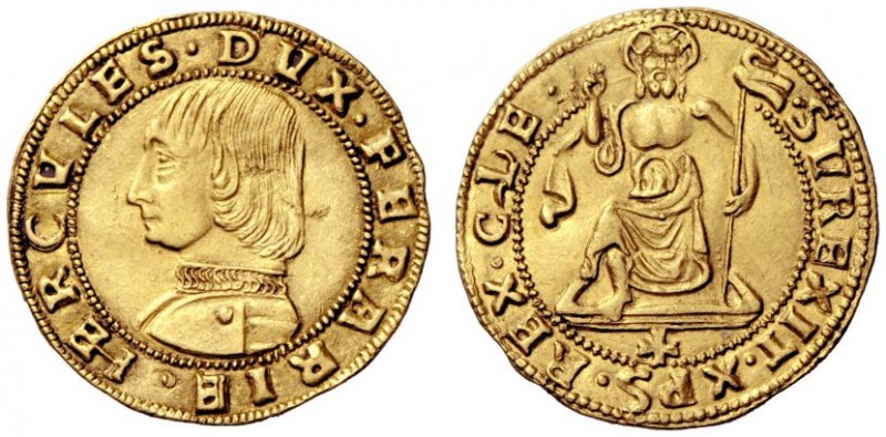  Ferrara   Ercole I d'Este, 1471-1505. Ducato, AV 3,47 g. HERCVLES DVX FERRARIE ...