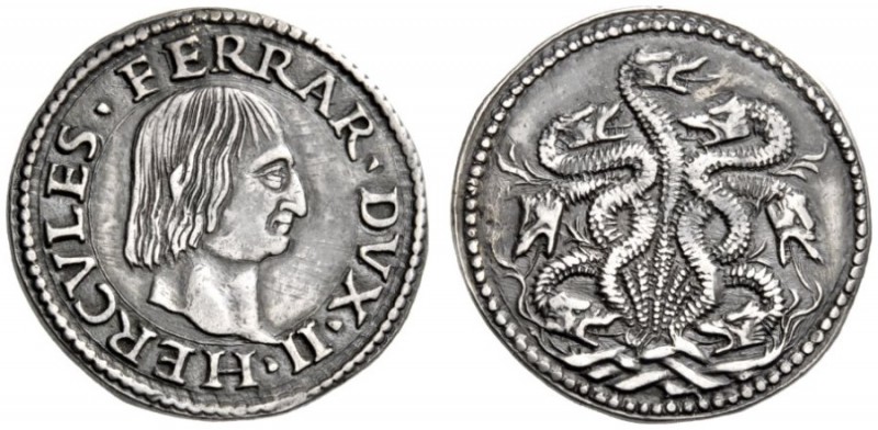  Ferrara   Ercole I d'Este, 1471-1505. Quarto o idra, AR 7,67 g. HERCVLES FERRAR...
