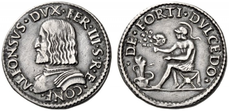  Ferrara   Alfonso I d'Este, 1505-1534. Quarto, AR 9,51 g. ALFONSVS DVX FER III ...