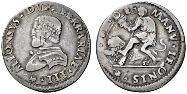  Ferrara   Alfonso I d'Este, 1505-1534. Mezza lira o da 10 soldi, AR 5,06 g. ALF...