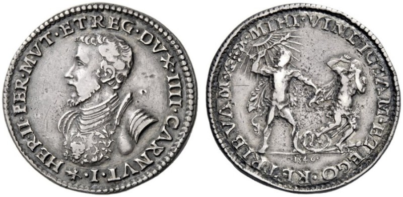  Ferrara   Ercole II d'Este, 1534-1559. Mezzo scudo 1546, AR 17,22 g. HER II FER...