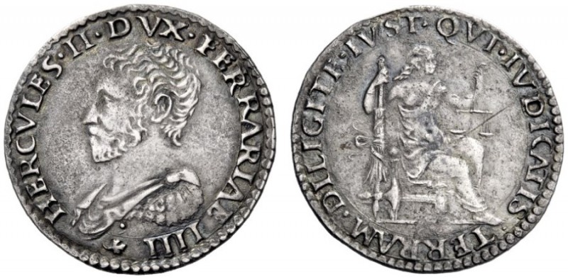  Ferrara   Ercole II d'Este, 1534-1559. Bianco, AR 4,59 g. HERCVLES II DVX FERRA...