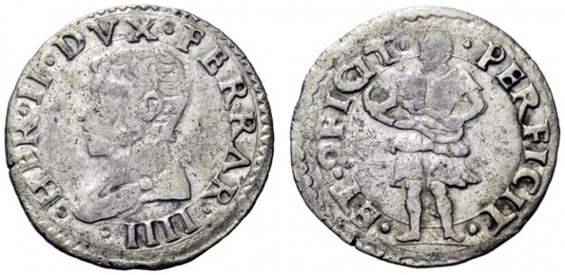  Ferrara   Ercole II d'Este, 1534-1559. Grossetto, AR 1,71 g. HERCVLES II DVX FE...