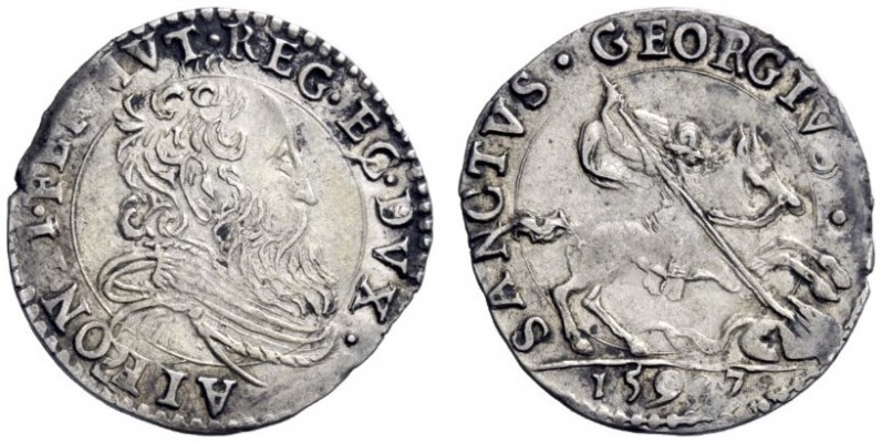  Ferrara   Alfonso II d'Este, 1559-1597. Giorgino 1597, AR 2,75 g. ALFON II FER ...