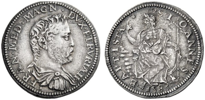  Firenze   Francesco I de’Medici granduca II, 1574-1587. Testone 1583, AR 9,15 g...