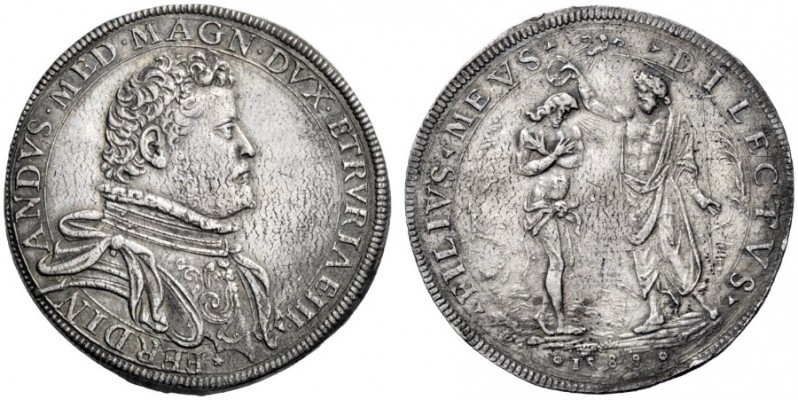 Firenze   Ferdinando I de’Medici granduca III, 1587-1608. Piastra 1589, AR 32,1...