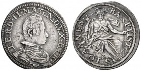  Firenze   Ferdinando II de’Medici granduca V, 1621-1670. Testone 1624, AR 8,95 g. FERD II MAGN DVX ETR Busto giovanile corazzato a d., sotto, nel gir...