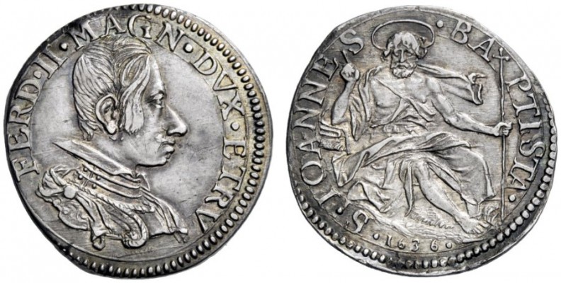  Firenze   Ferdinando II de’Medici granduca V, 1621-1670. Testone 1636, AR 9,25 ...