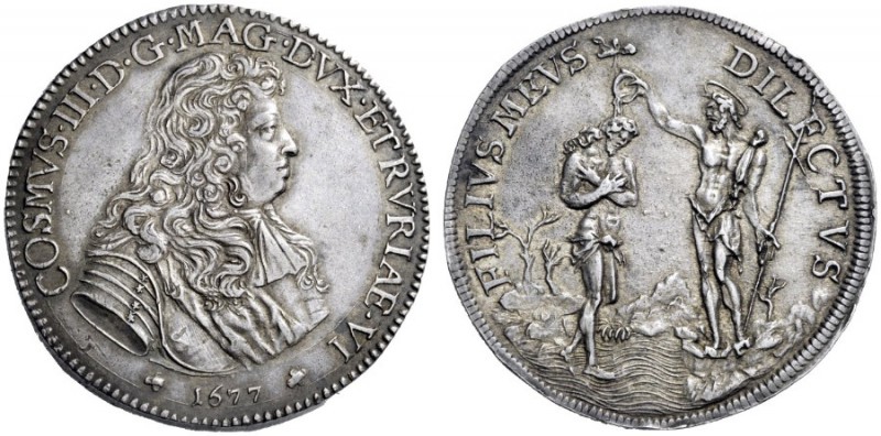  Firenze   Cosimo III de’Medici granduca VI, 1670-1723. Piastra 1677, AR 31,30 g...