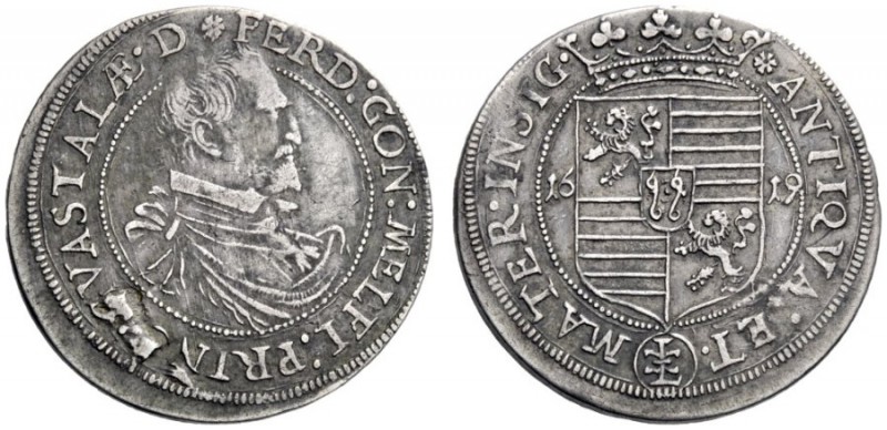  Guastalla   Ferdinando II Gonzaga, 1575-1630. Testone 1619, AR 7,87 g. FERD GON...