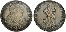 Guastalla   Giuseppe Maria Gonzaga, 1729-1746.  Riconio in rame del ducato 1732, Æ 29,40 g. stella IOS MA GON GVAS SAB DVX BOZ PRIN & Busto corazzato...