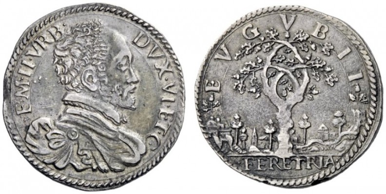  Gubbio   Francesco Maria II della Rovere, 1574-1624. Testone, AR 9,42 g. F M II...