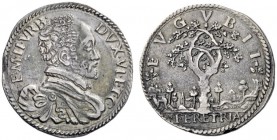  Gubbio   Francesco Maria II della Rovere, 1574-1624. Testone, AR 9,42 g. F M II VRB – DVX VI ETC Busto corazzato a d. Rv. E V G V B I I Albero di rov...