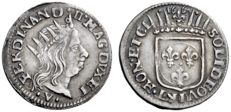  Livorno   Ferdinando II de’Medici, 1621-1670. Luigino 1660, AR 2,27 g. FERDINAN...
