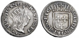 Livorno   Ferdinando II de’Medici, 1621-1670. Luigino 1660, AR 2,27 g. FERDINAND II MAG DVX ET Testa radiata a d.; sotto al collo, L. Rv. SOLI DEO VI...