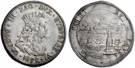  Livorno   Cosimo III de’Medici, 1670-1720. Tollero 1698, AR 27,01 g. COSMVS III MAG DVX ETRVRIÆ VI Busto radiato e drappeggiato a d.; sotto, nel giro...