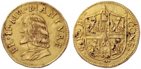  Mantova   Francesco II Gonzaga marchese IV, 1484-1519. Da 2 ducati, AV 6,80 g. FR II MR MANTVAE Busto a s. Rv. S R E – CONF Stemma inquartato e caric...