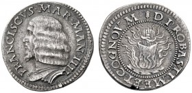  Mantova   Francesco II Gonzaga marchese IV, 1484-1519. Testone, AR 9,22 g. FRANCISCVS MAR MAN IIII Busto a s. Rv. Pisside D PROBASTI ME ET COGNOV M C...
