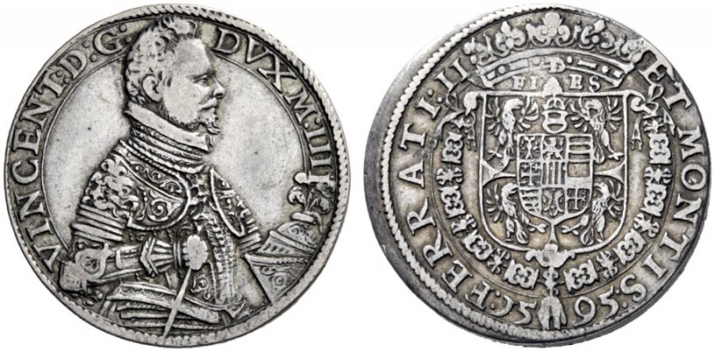  Mantova   Vincenzo I Gonzaga, 1587-1612. Ducatone 1595, AR 28,47 g. VINCENT D G...