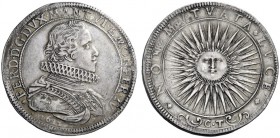  Mantova   Ferdinando Gonzaga, 1612-1626. Ducatone 1617, AR 31,22 g. FERD D G DVX MANT VI Έ MONFER IIII Busto corazzato a d., con collare alla spagnol...