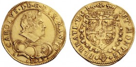  Mantova   Carlo I Gonzaga Nevers, 1627-1637. Da 2 doppie 1629, AV 13,10 g. CAROLVS I D G DVX MANT Busto in armatura a d.; sotto, nel giro, 1629. Rv. ...
