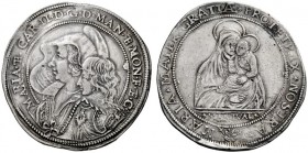  Mantova   Carlo II Gonzaga Nevers, 1637-1665. I periodo: reggenza della madre Maria Gonzaga, 1637-1647. Ducatone, 31,56 g. MARIA ET CAR II D G MAN Έ ...